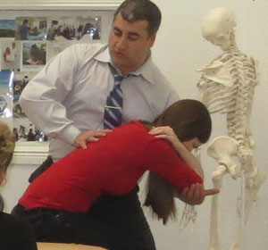 Dr Pourgol teaching osteopathic osteoarticular technique to the class of Feb 2014