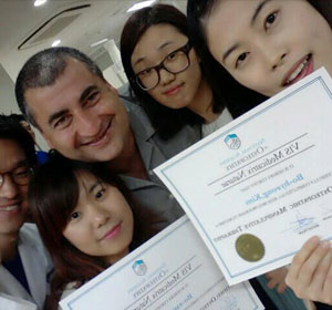 With National Academy of Osteopathy students is Seoul, Soutk Korea